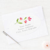 Drie Coral Pink Waterverf Flower Stems labels (Envelop)