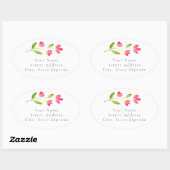 Drie Coral Pink Waterverf Flower Stems labels (Vel)