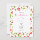 Drie Coral Pink Waterverf Flower Stems Patroon Kaart (Voorkant)