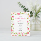 Drie Coral Pink Waterverf Flower Stems Patroon Kaart (Staand voorkant)