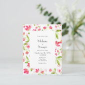 Drie Coral Pink Waterverf Flower Stems Patroon Kaart (Staand voorkant)