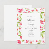 Drie Coral Pink Waterverf Flower Stems Patroon Kaart (Voorkant / Achterkant)