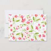 Drie Coral Pink Waterverf Flower Stems Patroon RSVP Kaartje (Achterkant)
