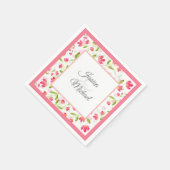 Drie Coral Pink Waterverf Flower Stems Patroon Servet (Hoek)