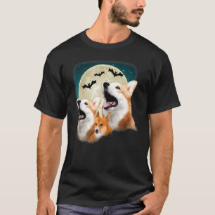 Drie Corgi Halloween en Halloween Moon T-shirt