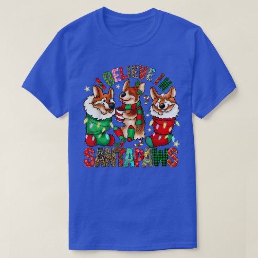 Drie Corgi in Sock kerstkerstkerstkerstkerstman X- T-shirt (Design voorkant)