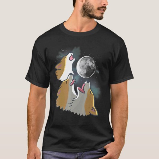 Drie Corgi Maan Parodie T-shirt (Voorkant)