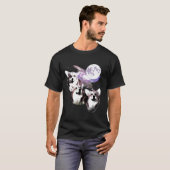 Drie Corgi Maan Wolf Parodie S T-shirt (Voorkant volledig)