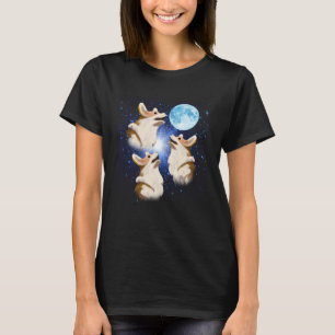 Drie Corgis huilen bij de maan 3 Corgis hond T-shirt