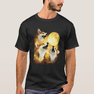 Drie corgi's Huilend naar de Maan geel tie dye cor T-shirt