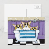 Drie Corgis in de Bathtub Briefkaart (Voorkant / Achterkant)