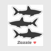 Drie Count Zwarte Zwemmende Haai Silhouet Sticker (Vel)