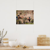 Drie cowboys en cowgirls die vee drijven poster (Keuken)