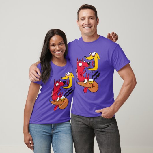 Drie Crazy Dogs cadeau grappig T-shirt (Unisex)