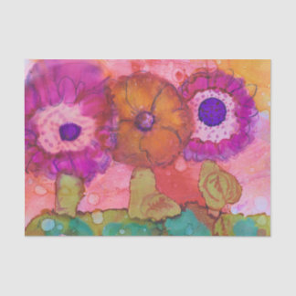 Drie Crazy Flowers Boho Alcohol-inktdesign Tissuepapier