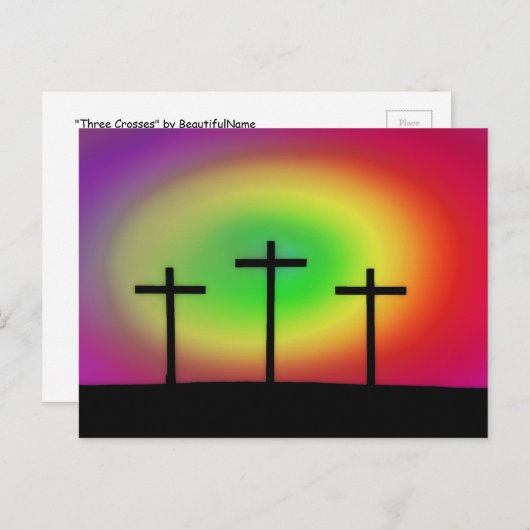 Drie Crosses gloed Briefkaart (Voorkant / Achterkant)