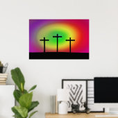 Drie Crosses gloed Poster (Thuiskantoor)