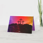 Drie Crosses 'Hij is live' paasKaart Feestdagen Kaart (Achterkant)