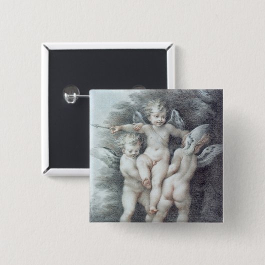 Drie Cupids Vierkante Button 5,1 Cm (Voorkant /achterkant)