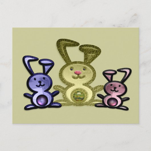 Drie Cute Bunnies Briefkaart (Voorkant)