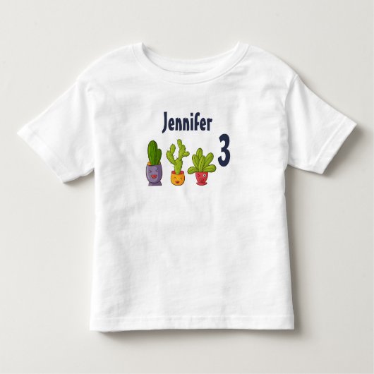 Drie Cute Cactus in Flower Pots Fun Birthday Kinder Shirts (Voorkant)