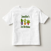 Drie Cute Cactus in Flower Pots Fun Birthday Kinder Shirts (Voorkant)