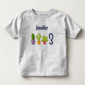 Drie Cute Cactus in Flower Pots Fun Birthday Kinder Shirts (Voorkant)