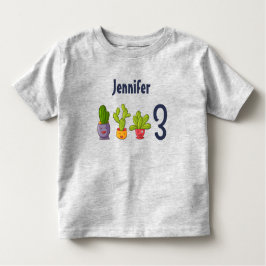 Drie Cute Cactus in Flower Pots Fun Birthday Kinder Shirts