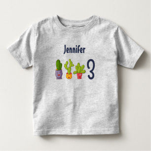 Drie Cute Cactus in Flower Pots Fun Birthday Kinder Shirts