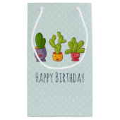 Drie Cute Cactus in Flower Pots Fun Birthday Klein Cadeauzakje (Achterkant)