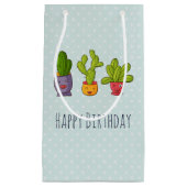 Drie Cute Cactus in Flower Pots Fun Birthday Klein Cadeauzakje (Voorkant)