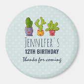 Drie Cute Cactus in Flower Pots Fun Birthday Magneet (Voorkant)