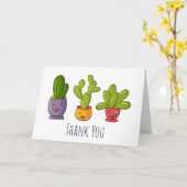 Drie Cute Cactus in Flower Pots Fun Dank je Kaart (Gele Bloem)