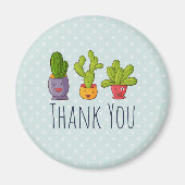 Drie Cute Cactus in Flower Pots Fun Dank je Magneet (Voorkant)