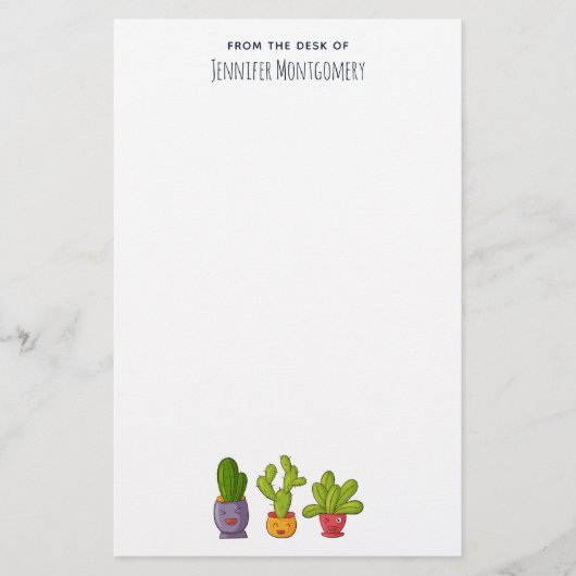 Drie Cute Cactus in Flower Pots Illustration Briefpapier (Voorkant)