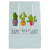 Drie Cute Cactus in Flower Pots Illustration Medium Cadeauzakje (Achterkant)