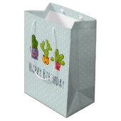 Drie Cute Cactus in Flower Pots Illustration Medium Cadeauzakje (Achterkant Gekanteld)