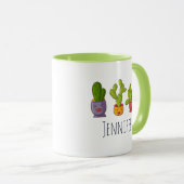 Drie Cute Cactus in Flower Pots Illustration Mok (Voorkant rechts)