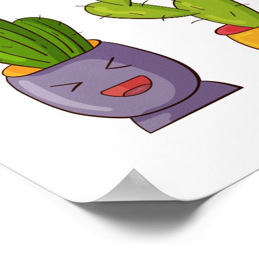 Drie Cute Cactus in Flower Pots Illustration Poster (Hoek)