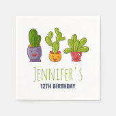 Drie Cute Cactus in Flower Pots Illustration Servet (Voorkant)