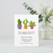 Drie Cute Cactus in Flower Pots Illustration Uitnodiging Briefkaart (Staand voorkant)
