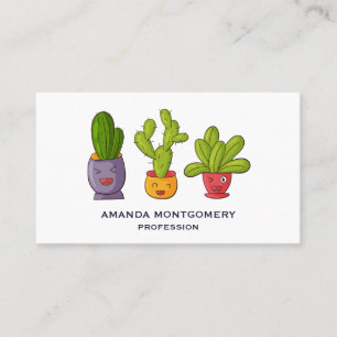 Drie Cute Cactus in Flower Pots Illustration Visitekaartje