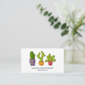 Drie Cute Cactus in Flower Pots Illustration Visitekaartje (Staand voorkant)