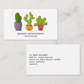 Drie Cute Cactus in Flower Pots Illustration Visitekaartje (Voorkant / Achterkant)