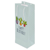 Drie Cute Cactus in Flower Pots Illustration Wijn Cadeautas (Achterkant Gekanteld)