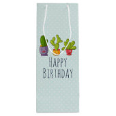 Drie Cute Cactus in Flower Pots Illustration Wijn Cadeautas (Achterkant)