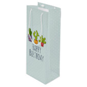 Drie Cute Cactus in Flower Pots Illustration Wijn Cadeautas (Voorkant Gekanteld)