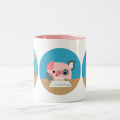 Drie Cute Cartoon biglets bij Mok onderzoek (Center)