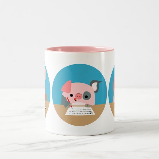 Drie Cute Cartoon biglets bij Mok onderzoek (Center)