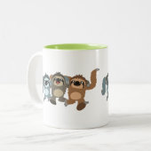 Drie Cute Cartoon-sleuven Tweekleurige Koffiemok (Voorkant links)